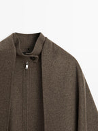 Wool blend bomber jacket with scarf