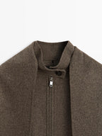 Wool blend bomber jacket with scarf