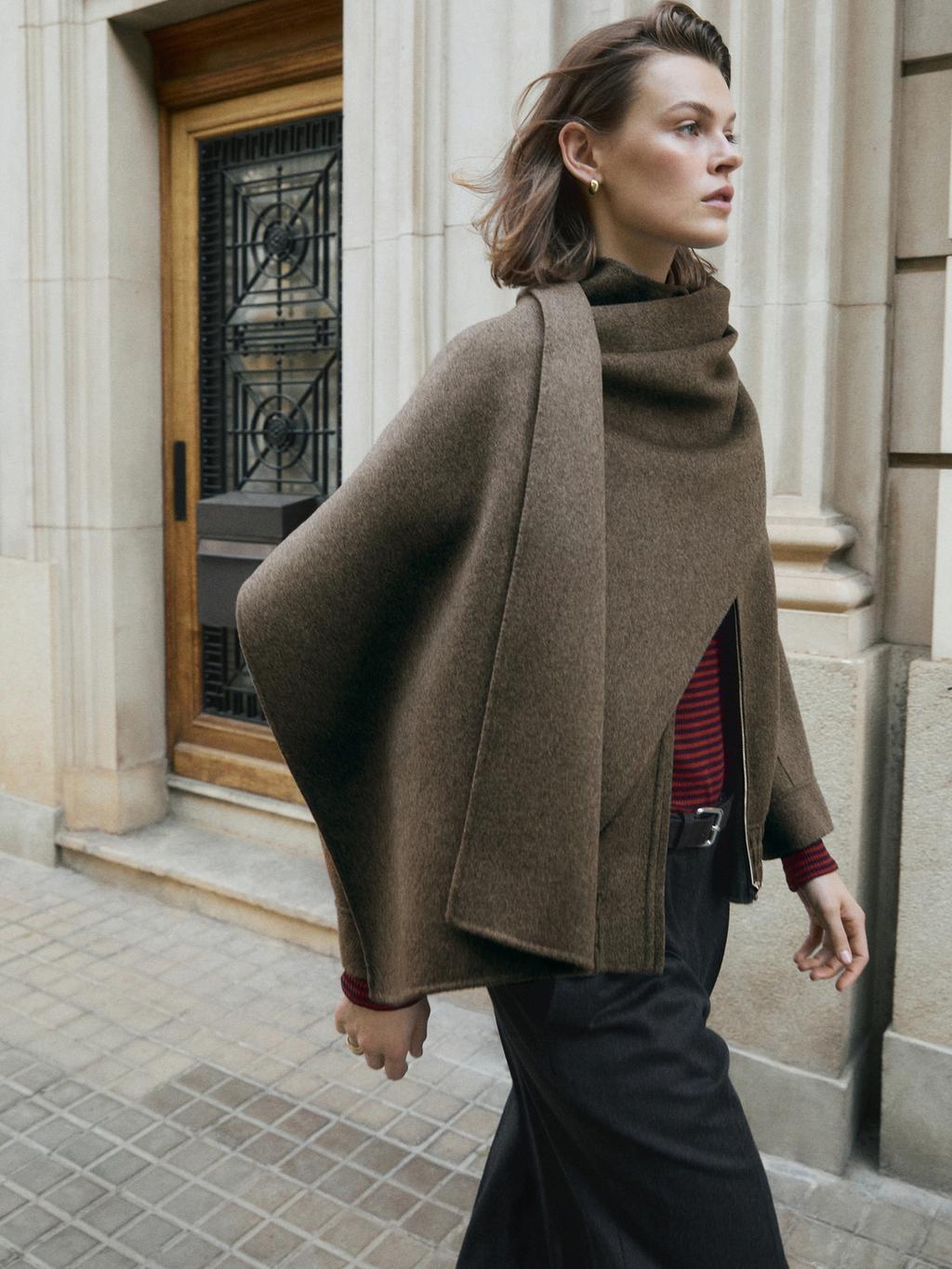 Wool blend bomber jacket with scarf