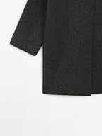 Wool blend cape coat with high neck