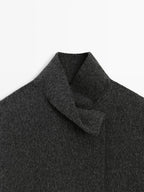 Wool blend cape coat with high neck