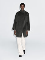 Wool blend cape coat with high neck