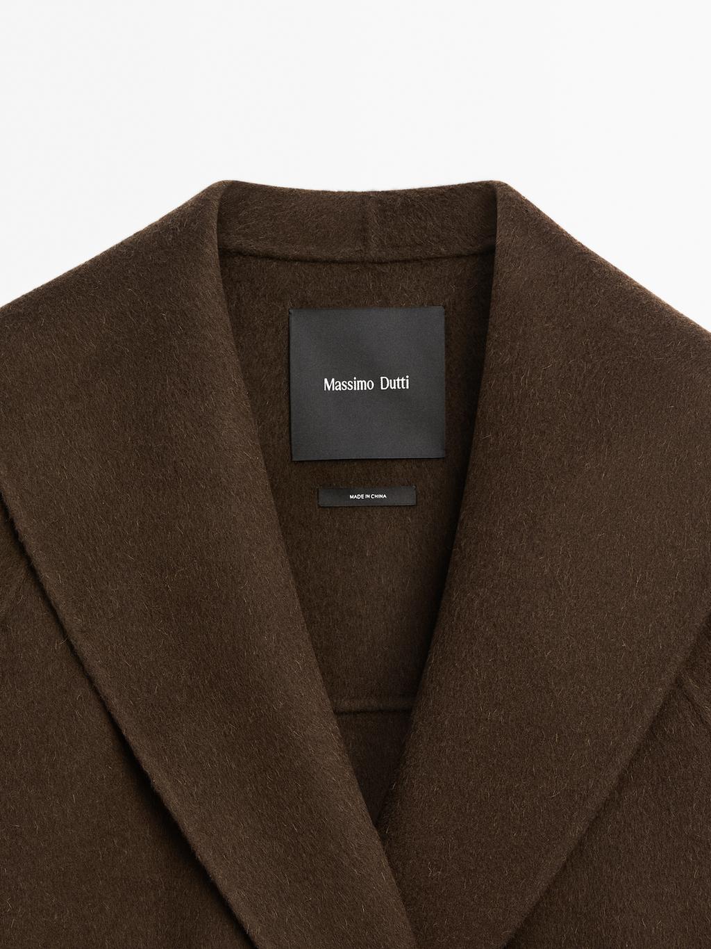 Wool blend double-breasted coat with tuxedo collar