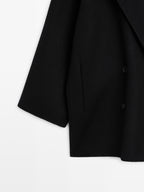 Wool blend mid-length coat with lapel collar