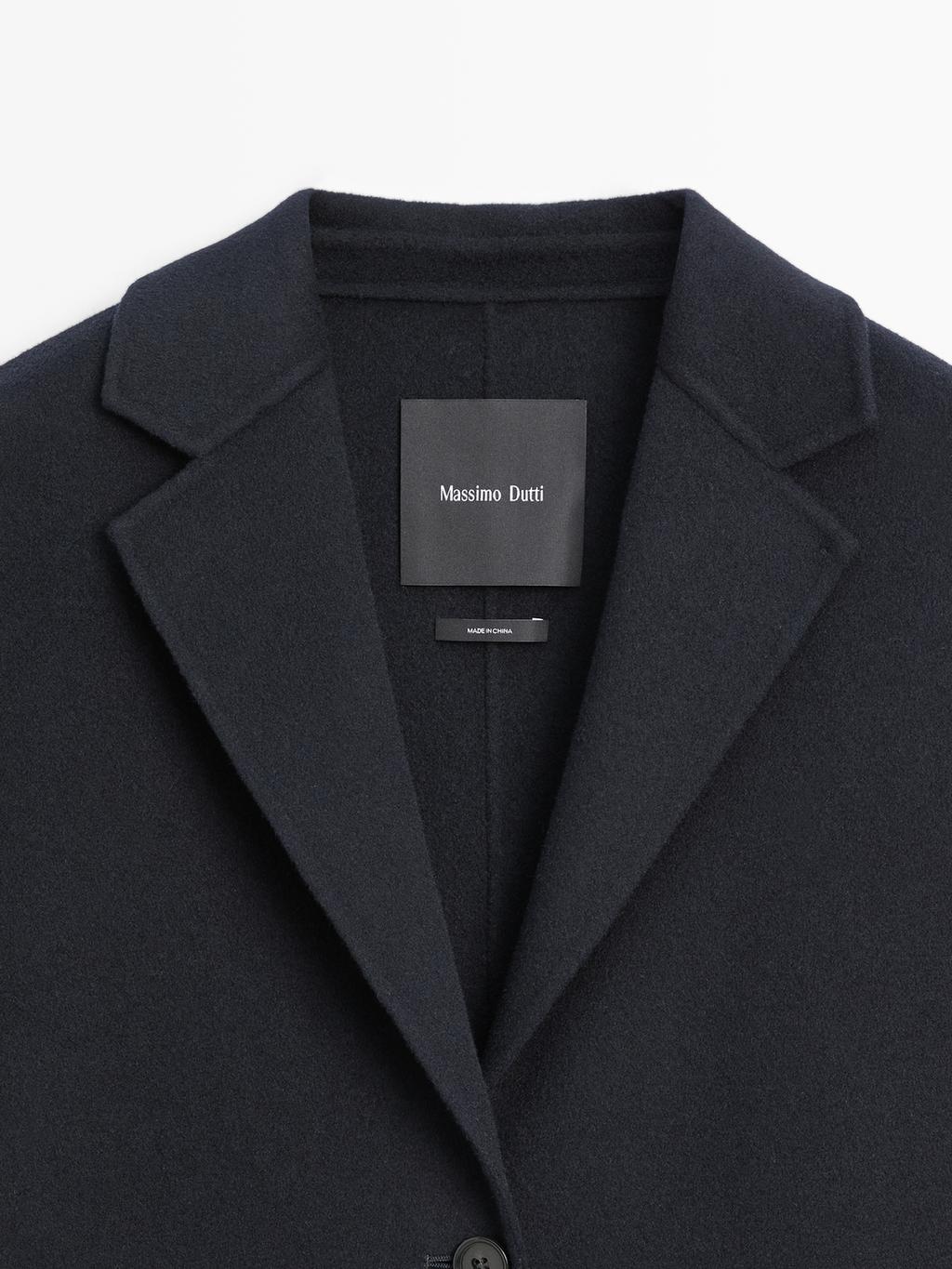 Long wool blend two-button coat