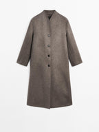 Wool blend high neck coat