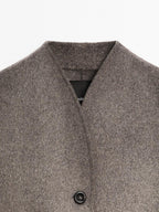 Wool blend high neck coat