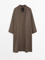 Long open wool blend coat