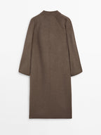 Long open wool blend coat