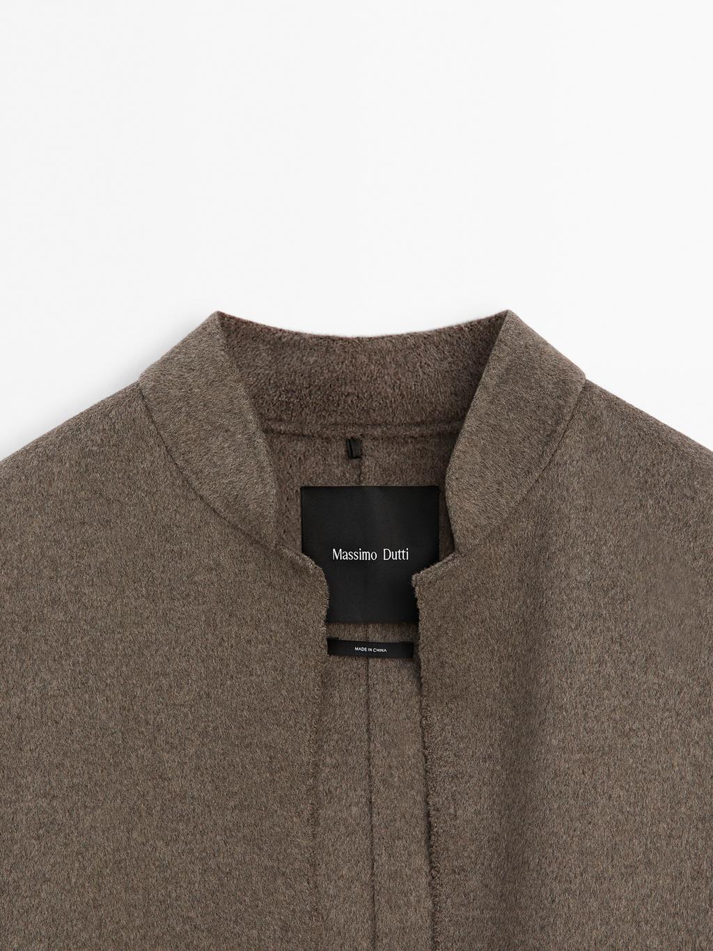 Long open wool blend coat