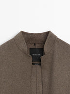 Long open wool blend coat