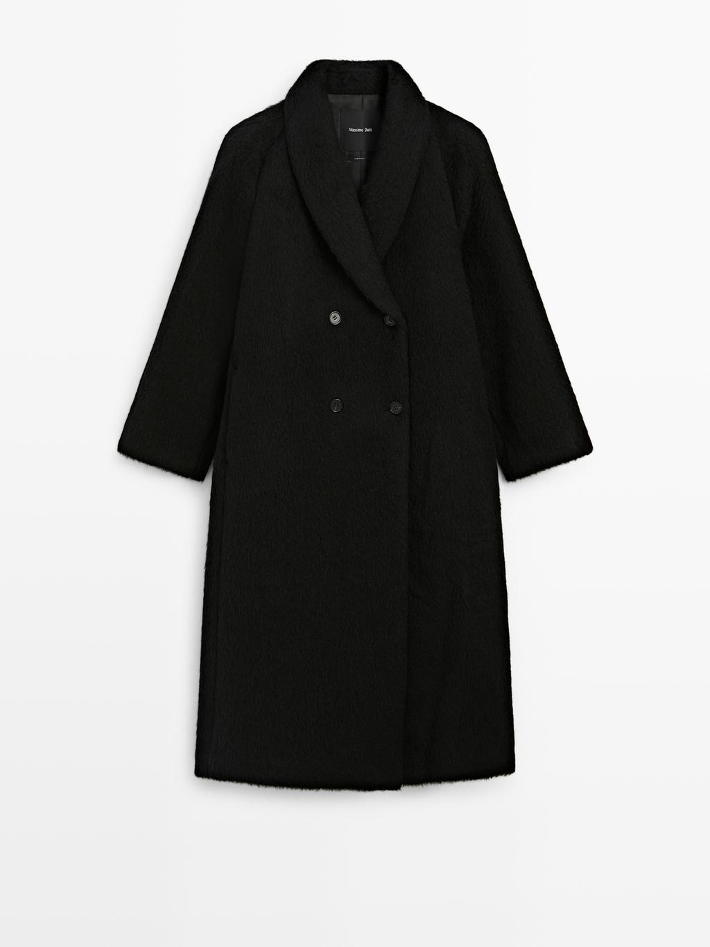 Long alpaca and wool coat