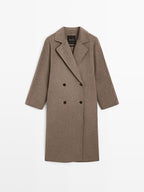 Long wool blend double-breasted coat