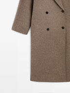 Long wool blend double-breasted coat