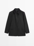 Contrast collar short coat