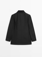 Contrast collar short coat