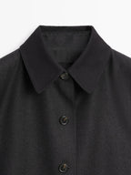 Contrast collar short coat