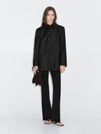 Contrast collar short coat