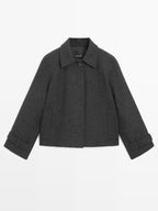 Short wool blend raglan sleeve coat
