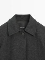 Short wool blend raglan sleeve coat