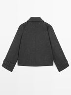 Short wool blend raglan sleeve coat