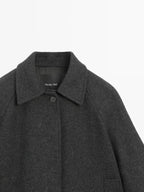 Short wool blend raglan sleeve coat