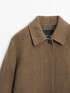 Mid-length wool blend coat with flap pockets