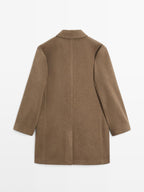 Mid-length wool blend coat with flap pockets