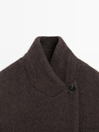 Long double-breasted coat with brushed finish