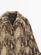 Long wool blend snakeskin print coat