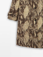 Long wool blend snakeskin print coat