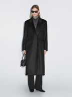 100% wool long double-breasted coat