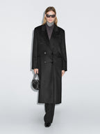 100% wool long double-breasted coat