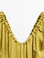 Satin midi dress with gathered detail