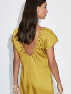 Satin midi dress with gathered detail