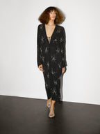 Flowing midi dress with embroidery