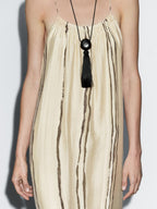 Flowing stripe print midi dress