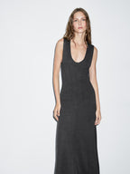 Long A-line knit dress