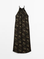 Ramie blend long print dress