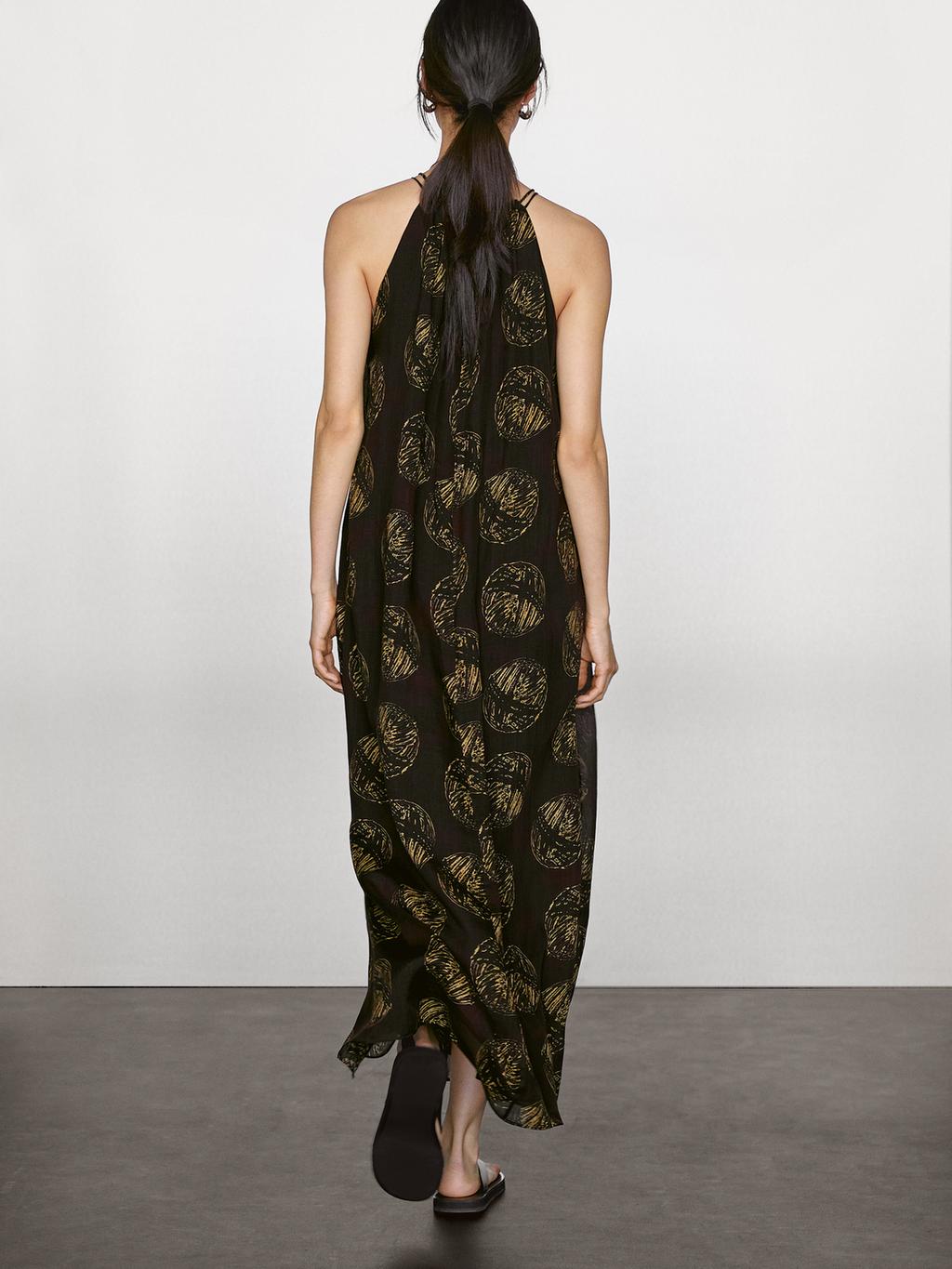 Ramie blend long print dress