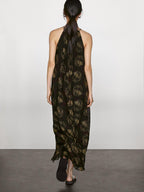 Ramie blend long print dress