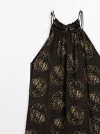 Ramie blend long print dress