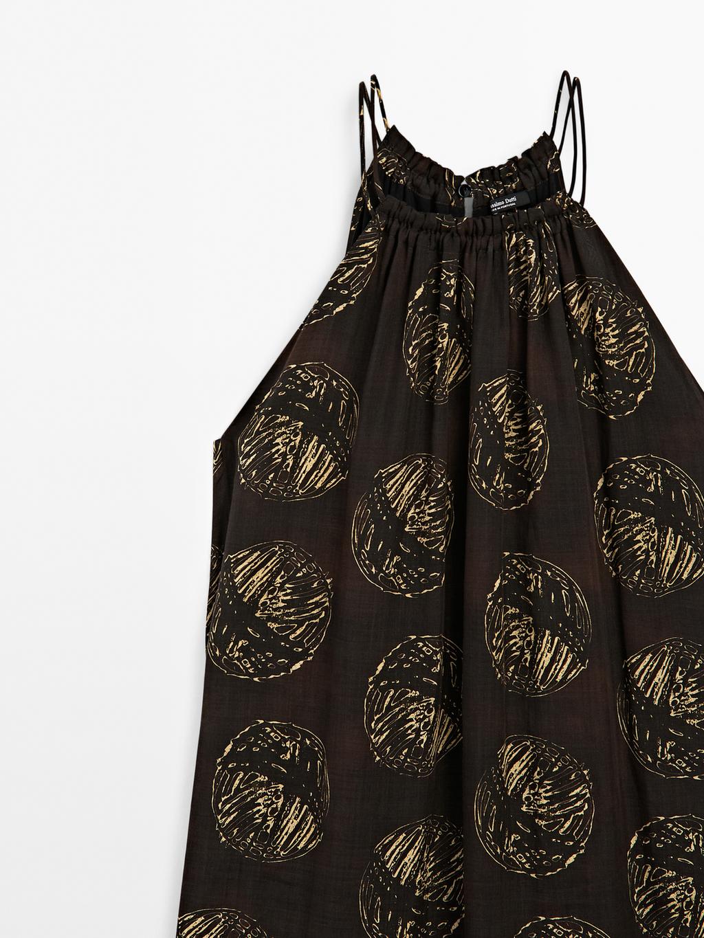 Ramie blend long print dress