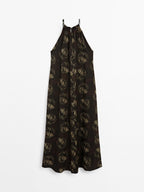 Ramie blend long print dress