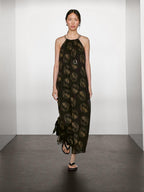 Ramie blend long print dress