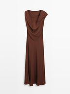 Long satin dress with open back