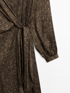 Long flowing printed dress with knot detail