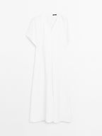 Flared V-neck midi dress