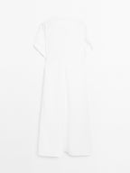 Flared V-neck midi dress