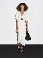 Flared V-neck midi dress